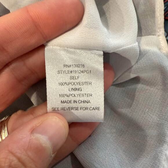 Daniel Rainn Paisley Layered Pleated Sleeveless Blouse Womens Large BlueRed Boho - Picture 5 of 7